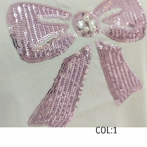 画像11: 【LaLa ラストセール】スパンコールリボン絵柄Ｔシャツ 送料220円代引は通常送料 (11)