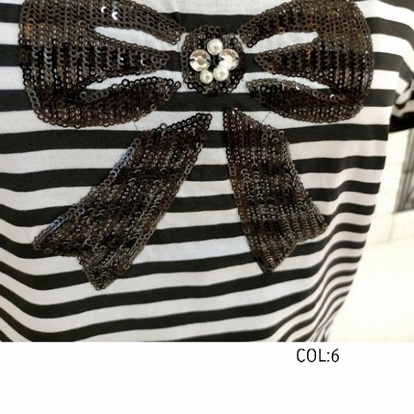 画像13: 【LaLa ラストセール】スパンコールリボン絵柄Ｔシャツ 送料220円代引は通常送料 (13)