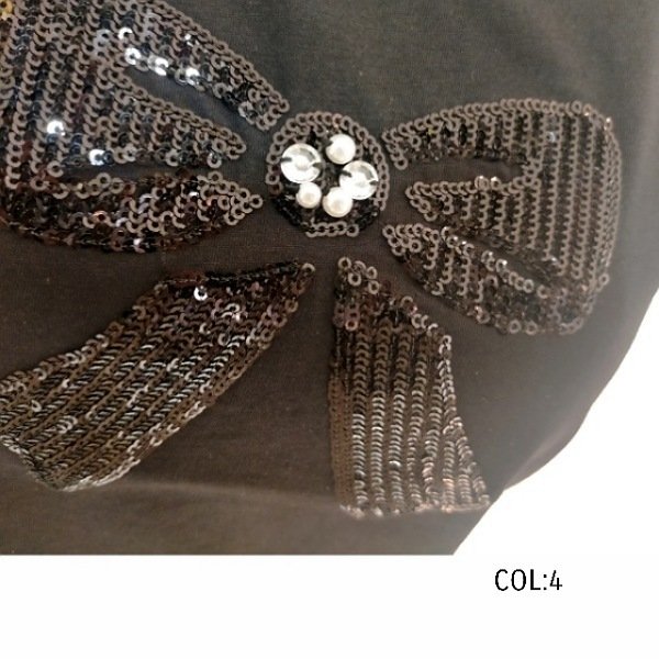 画像9: 【LaLa ラストセール】スパンコールリボン絵柄Ｔシャツ 送料220円代引は通常送料 (9)