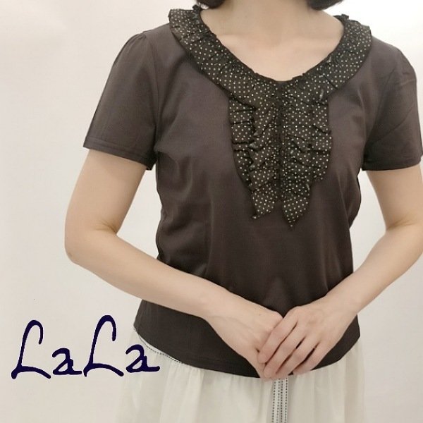 画像4: 【  LaLa ラストセール】胸元フリル・ドットデザインＴシャツ  送料220円代引は通常送料 (4)