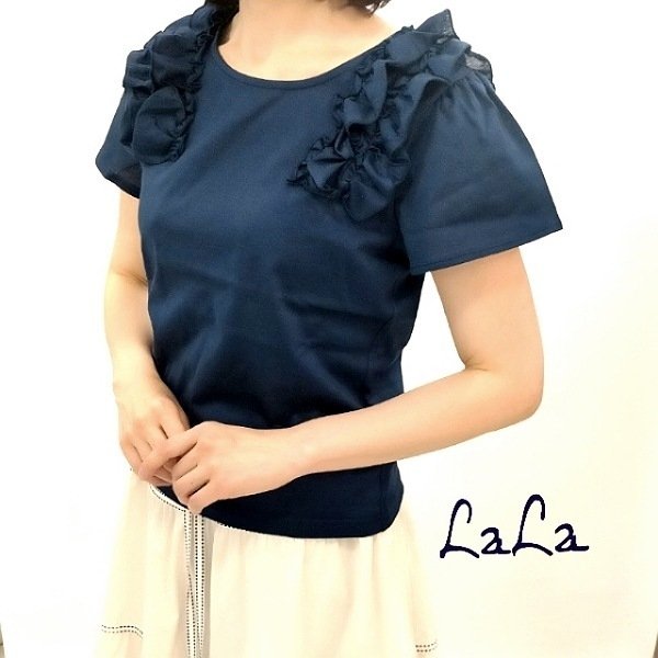 画像5: 【  LaLa ラストセール】ショルダーレース半袖Tブラウス  送料220円代引は通常送料 (5)