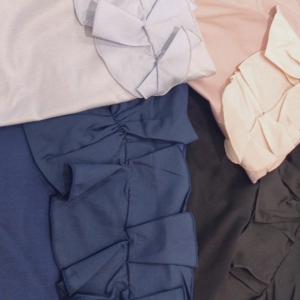 画像7: 【LaLa ラストセール】リボンとフリル飾り・サイドフリルカットソー  送料220円代引は通常送料 (7)