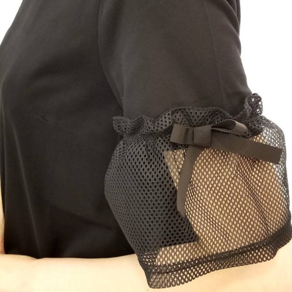 画像4: 【  LaLa ラストセール】袖レース・リボンのカットソーTシャツ (4)