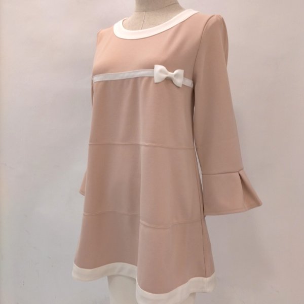 画像13: 【LALA  50%SALE】配色デザインの胸元にグログランリボンのチュニック (13)