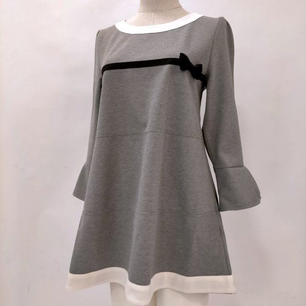 画像15: 【LALA  50%SALE】配色デザインの胸元にグログランリボンのチュニック (15)