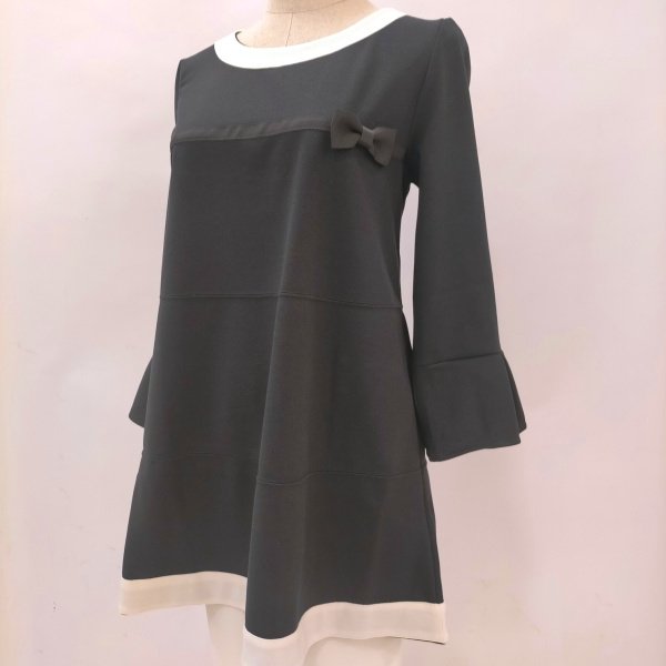 画像17: 【LALA  50%SALE】配色デザインの胸元にグログランリボンのチュニック (17)