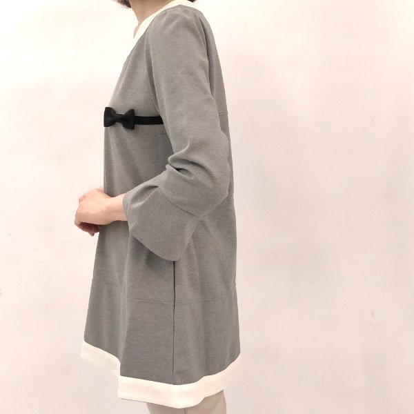 画像3: 【LALA  50%SALE】配色デザインの胸元にグログランリボンのチュニック (3)