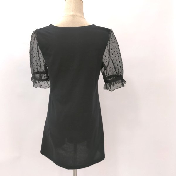 画像9: 【SALE4,900円   LaLa】ドッド袖の切替チュニック  送料220円代引は通常送料 　 (9)