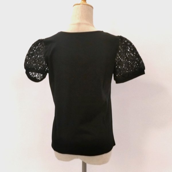 画像6: 【SALE3,900円 LaLa 】袖レースの胸元ラインストーンのカットソー  送料220円代引は通常送料 　 (6)