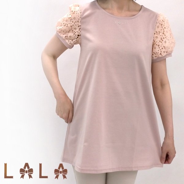 画像5: 【 LaLa】袖レースの胸元ラインストーンのチュニック  送料220円代引は通常送料   (5)