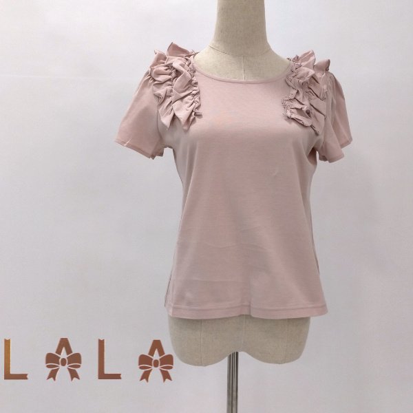 画像1: 【NEW BRAND LaLa ラストセール】ショルダーレース半袖Tブラウス《送料220円代引は通常送料》 (1)