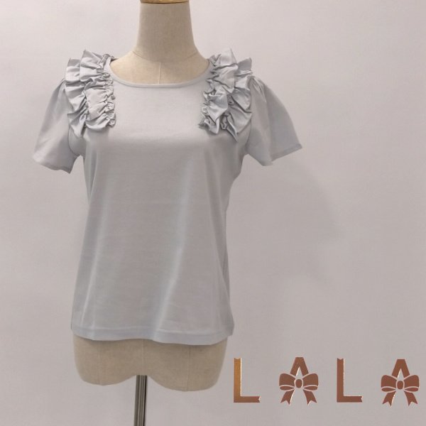 画像2: 【  LaLa ラストセール】ショルダーレース半袖Tブラウス  送料220円代引は通常送料 (2)
