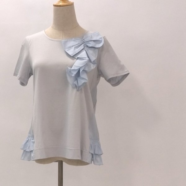 画像4: 【LaLa ラストセール】リボンとフリル飾り・サイドフリルカットソー  送料220円代引は通常送料 (4)