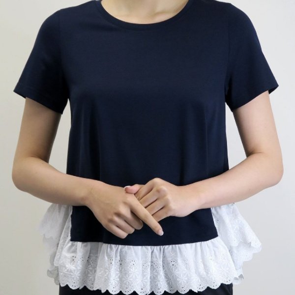 画像2: 【●50%OFF以下●さらにPOINT&クーポンOK エクラタン 】リボン付レースカットソー送料220円代引は通常送料 (2)