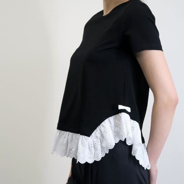 画像3: 【●50%OFF以下●さらにPOINT&クーポンOK エクラタン 】リボン付レースカットソー送料220円代引は通常送料 (3)