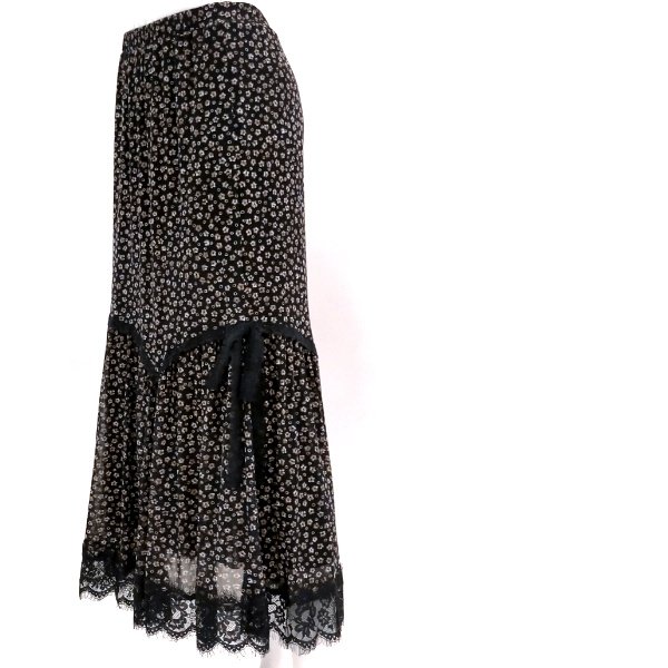 画像2: 【SuperBeauty  】小花モノトーンプリントパワーネット素材スカート (2)