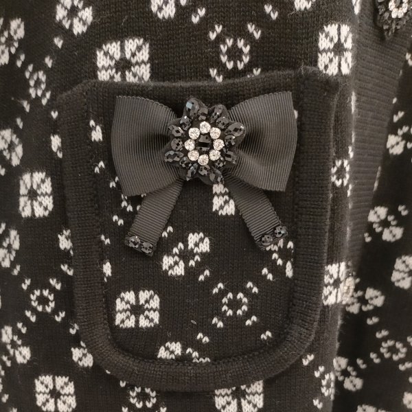 画像4: 【SuperBeauty  】 衿ファー×ビジュー使用ジャガード編みニットジャケット (4)