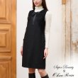 画像1: 【スーパービューティー●秋冬新作 50％OFF●】ツイード×レース×リボンデザインノースリーブワンピース (1)