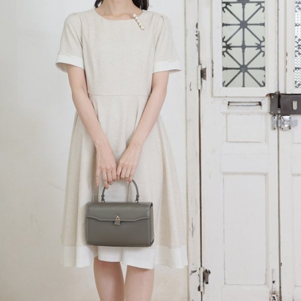 画像5: 【●50%OFF以下●さらにPOINT&クーポンOK エクラタン Eclatant 】パール付バイカラーセレモニーフレアワンピース (5)