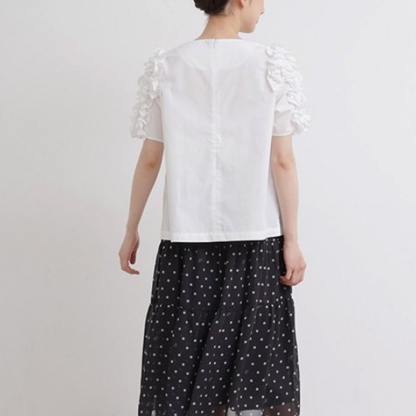 画像5: 【●50%OFF以下●さらにPOINT&クーポンOK エクラタン Eclatant】ラッフルデザインボリュームスリーブ コットンブラウス (5)