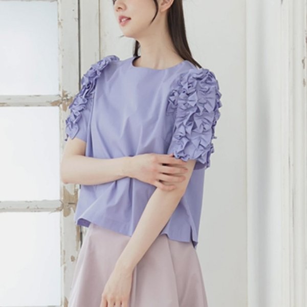 画像7: 【●50%OFF以下●さらにPOINT&クーポンOK エクラタン Eclatant】ラッフルデザインボリュームスリーブ コットンブラウス (7)