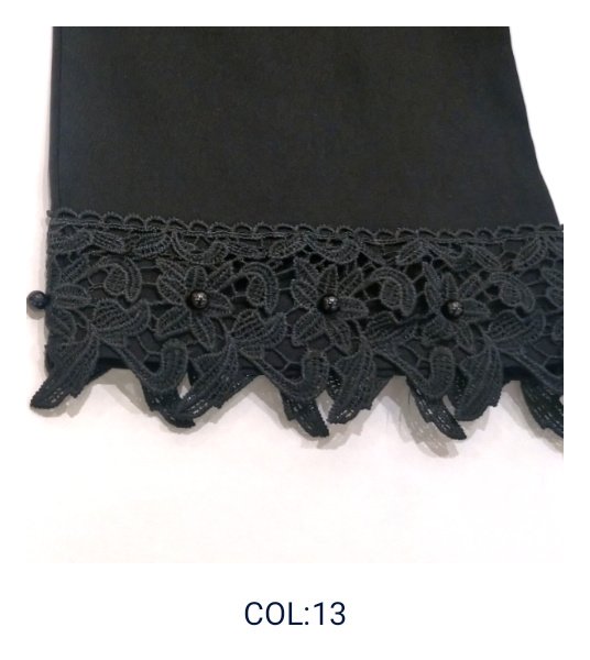 画像11: 【LaLa 】グレードアップ裾花刺しゅう×ストレッチクロップド七分丈パンツ  送料220円代引は通常送料 (11)