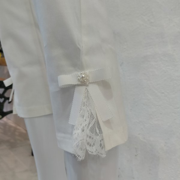 画像4: 【LaLa 】部分レースアンクル丈テーパードパンツ  送料220円代引は通常送料 (4)