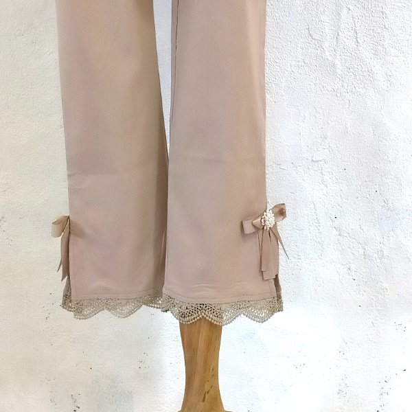 画像14: 【LaLa 】超人気グレードアップ裾スカラップレーステーパードパンツ送料220円代引は通常送料 (14)