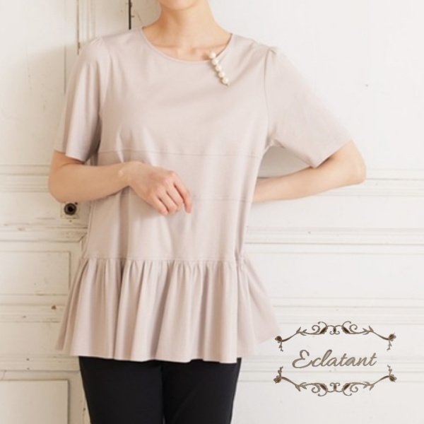 画像7: 【●50%OFF以下●さらにPOINT&クーポンOK エクラタン】1036パール付リボンティアードカットソー＜単品送料220円(代引き通常送料)＞ (7)