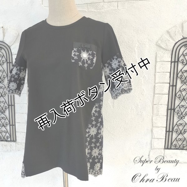 画像1: 【●半額以下！超特価！！● スーパービューティー】配色刺しゅう切替Tシャツ (1)