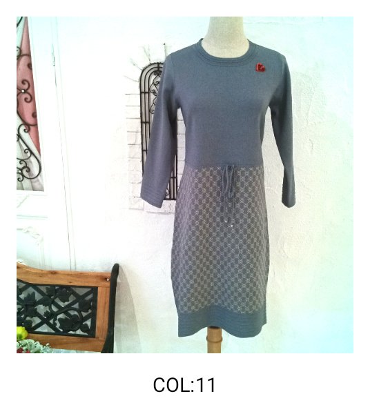 画像11: 【SuperBeauty  】ウエスト切替ジャガード編みニットワンピース (11)