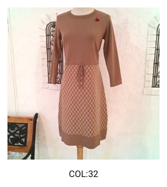 画像8: 【SuperBeauty  】ウエスト切替ジャガード編みニットワンピース (8)