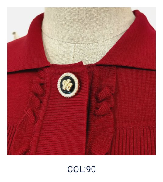 画像13: 【SuperBeauty 本日の日替わり逸品】23,000円 → 7,900円襟付き前立てフリルデザインニットカーディガン (13)