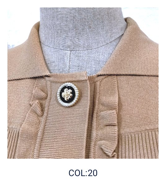 画像11: 【SuperBeauty 本日の日替わり逸品】23,000円 → 7,900円襟付き前立てフリルデザインニットカーディガン (11)