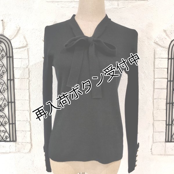 画像13: 【15,000円 →超特価 3900円＜在庫限り＞クーポン/POINT不可】袖リボン×金ボタンボウタイデザインセーター (13)