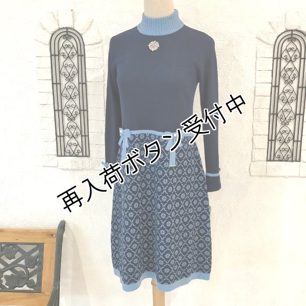 画像15: 【20,000円 →超特価 5900円<在庫限り>クーポン/POINT不可】ウェスト切替ジャガード編みハイネックニットワンピース (15)