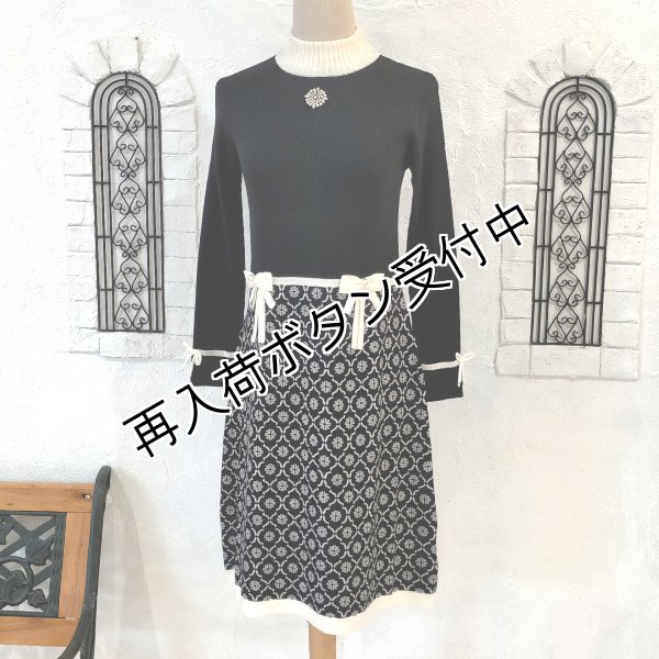 画像10: 【20,000円 →超特価 5900円<在庫限り>クーポン/POINT不可】ウェスト切替ジャガード編みハイネックニットワンピース (10)