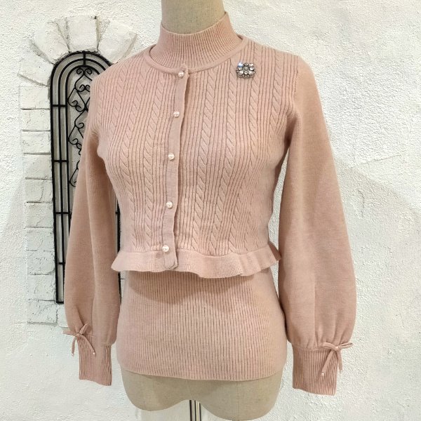 画像11: 【26,000円 →超特価 7900円<在庫限り>クーポン/POINT不可】 ニットボレロ×ハイネックセーターのニットアンサンブル (11)