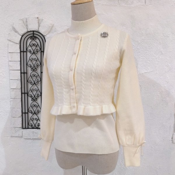 画像14: 【26,000円 →超特価 7900円<在庫限り>クーポン/POINT不可】 ニットボレロ×ハイネックセーターのニットアンサンブル (14)