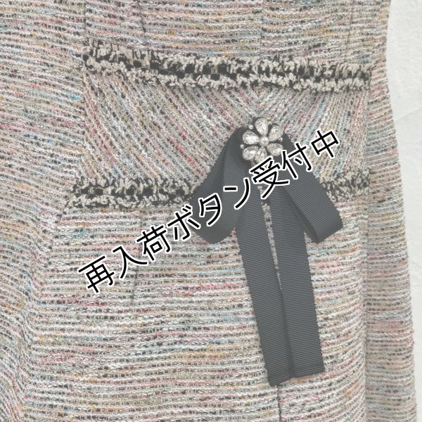 画像6: 【29,000円 →超特価 7900円<在庫限り>クーポン/POINT不可】ワンピース ウェストリボンデザインMIX糸ツイード生地ジャンパースカート (6)