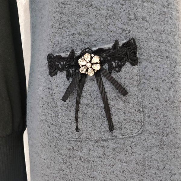 画像4: 【29,000円 →超特価 9900円＜在庫限り＞クーポン/POINT不可】ワンピース　圧縮ウール素材レース配色使いジャンパースカート (4)