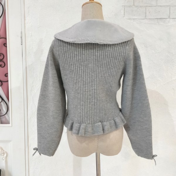 画像14: 【36,000円 →超特価 9900円＜在庫限り＞クーポン/POINT不可】襟&ウェストエコファー取り外し可ニットジャケット (14)