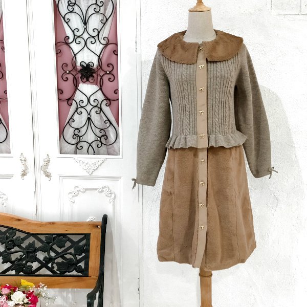 画像21: 【36,000円 →超特価 9900円＜在庫限り＞クーポン/POINT不可】襟&ウェストエコファー取り外し可ニットジャケット (21)