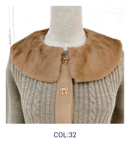 画像22: 【36,000円 →超特価 9900円＜在庫限り＞クーポン/POINT不可】襟&ウェストエコファー取り外し可ニットジャケット (22)