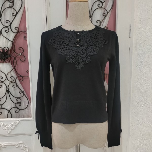 画像8: 【18,000円 →超特価 4900円＜在庫限り＞クーポン/POINT不可】胸元同色レースニットプルオーバー (8)