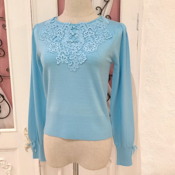 画像12: 【18,000円 →超特価 4900円＜在庫限り＞クーポン/POINT不可】胸元同色レースニットプルオーバー (12)