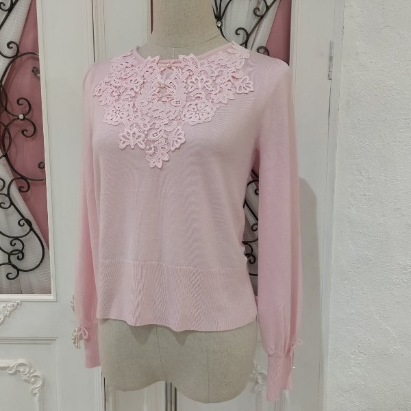 画像10: 【18,000円 →超特価 4900円＜在庫限り＞クーポン/POINT不可】胸元同色レースニットプルオーバー (10)