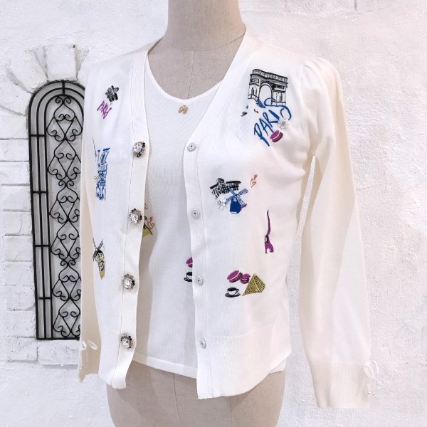 画像4: 【SuperBeauty  】★Paris刺繍入りカーディガン (4)