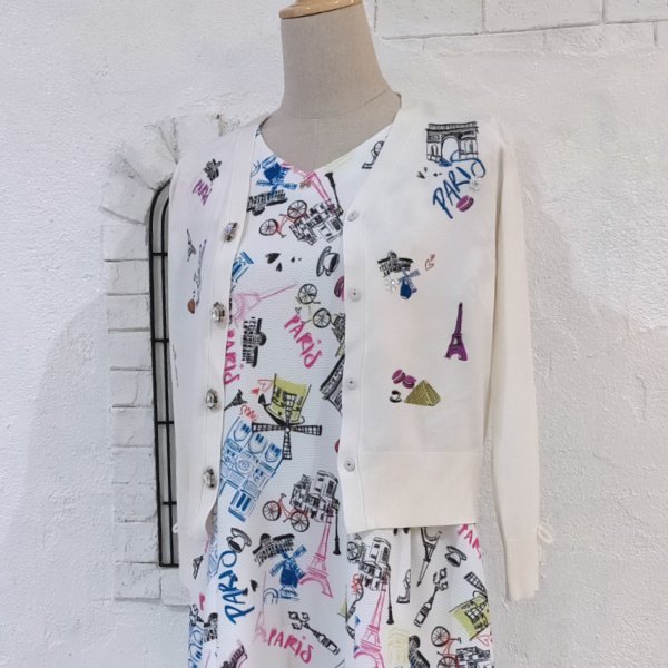 画像2: 【SuperBeauty  】★Paris刺繍入りカーディガン (2)