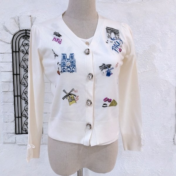 画像3: 【SuperBeauty  】★Paris刺繍入りカーディガン (3)